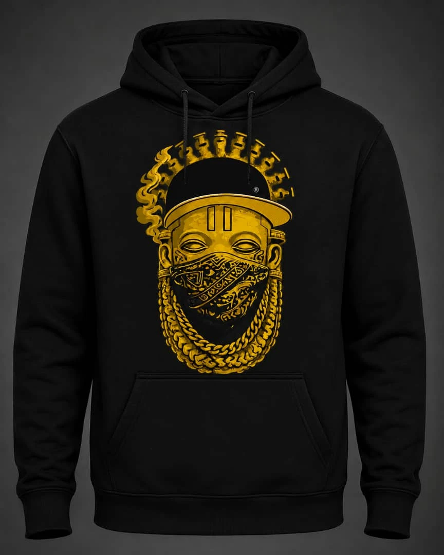 Nedo black hoody wutout pocket with black and yellow logo head